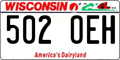 WI license plate 502OEH