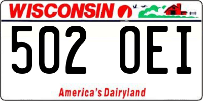WI license plate 502OEI