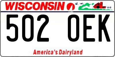 WI license plate 502OEK
