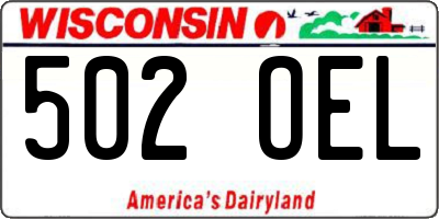 WI license plate 502OEL