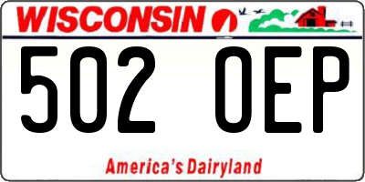 WI license plate 502OEP