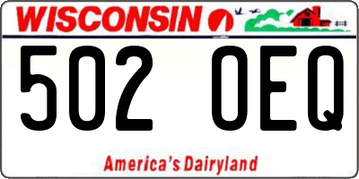 WI license plate 502OEQ