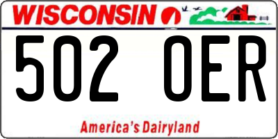 WI license plate 502OER