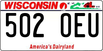WI license plate 502OEU