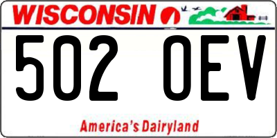 WI license plate 502OEV