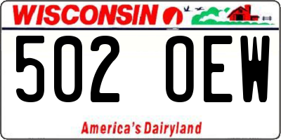 WI license plate 502OEW
