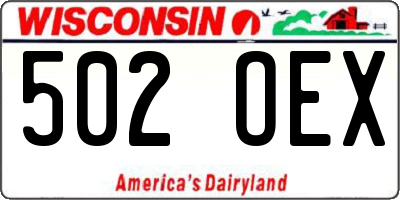 WI license plate 502OEX