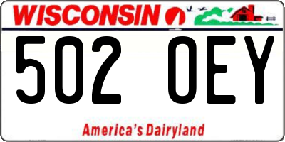 WI license plate 502OEY