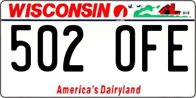 WI license plate 502OFE