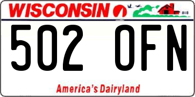 WI license plate 502OFN