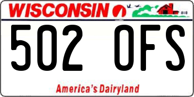 WI license plate 502OFS