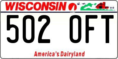 WI license plate 502OFT