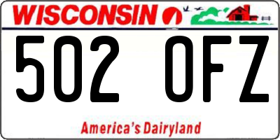 WI license plate 502OFZ