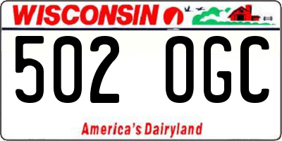WI license plate 502OGC