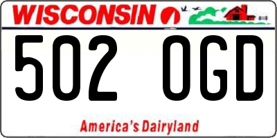 WI license plate 502OGD