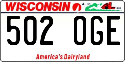 WI license plate 502OGE