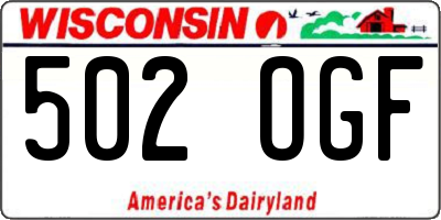 WI license plate 502OGF