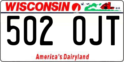 WI license plate 502OJT