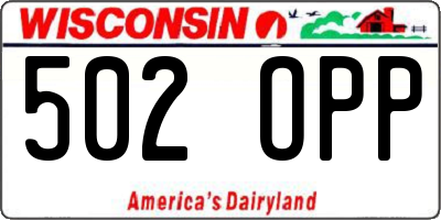 WI license plate 502OPP