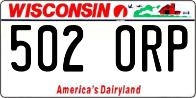WI license plate 502ORP
