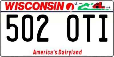 WI license plate 502OTI