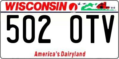 WI license plate 502OTV