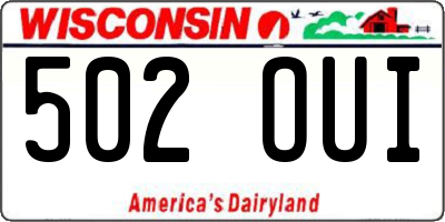 WI license plate 502OUI