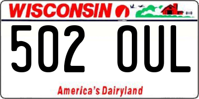 WI license plate 502OUL