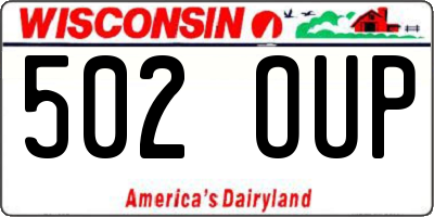 WI license plate 502OUP