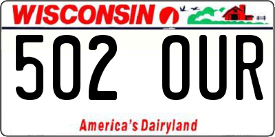 WI license plate 502OUR