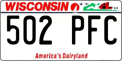 WI license plate 502PFC