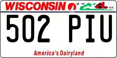 WI license plate 502PIU