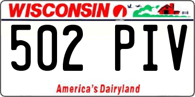 WI license plate 502PIV