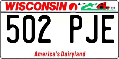 WI license plate 502PJE