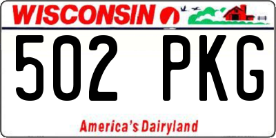 WI license plate 502PKG