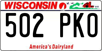 WI license plate 502PKO