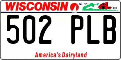 WI license plate 502PLB