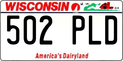 WI license plate 502PLD