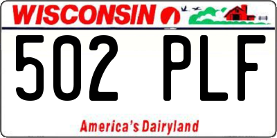 WI license plate 502PLF