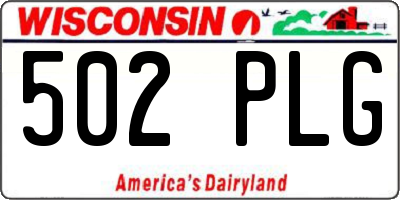 WI license plate 502PLG