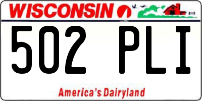 WI license plate 502PLI