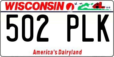WI license plate 502PLK