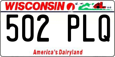 WI license plate 502PLQ