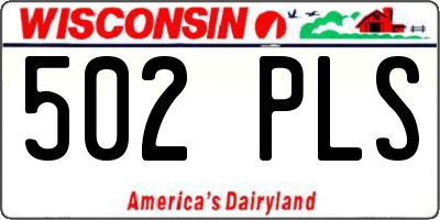 WI license plate 502PLS