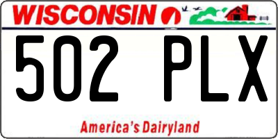 WI license plate 502PLX