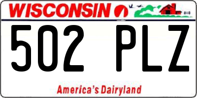 WI license plate 502PLZ