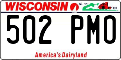 WI license plate 502PMO