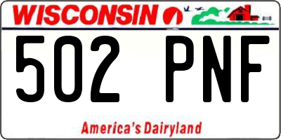 WI license plate 502PNF