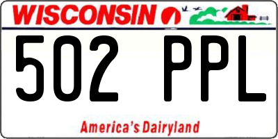 WI license plate 502PPL