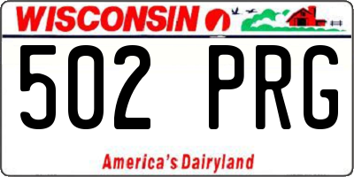 WI license plate 502PRG